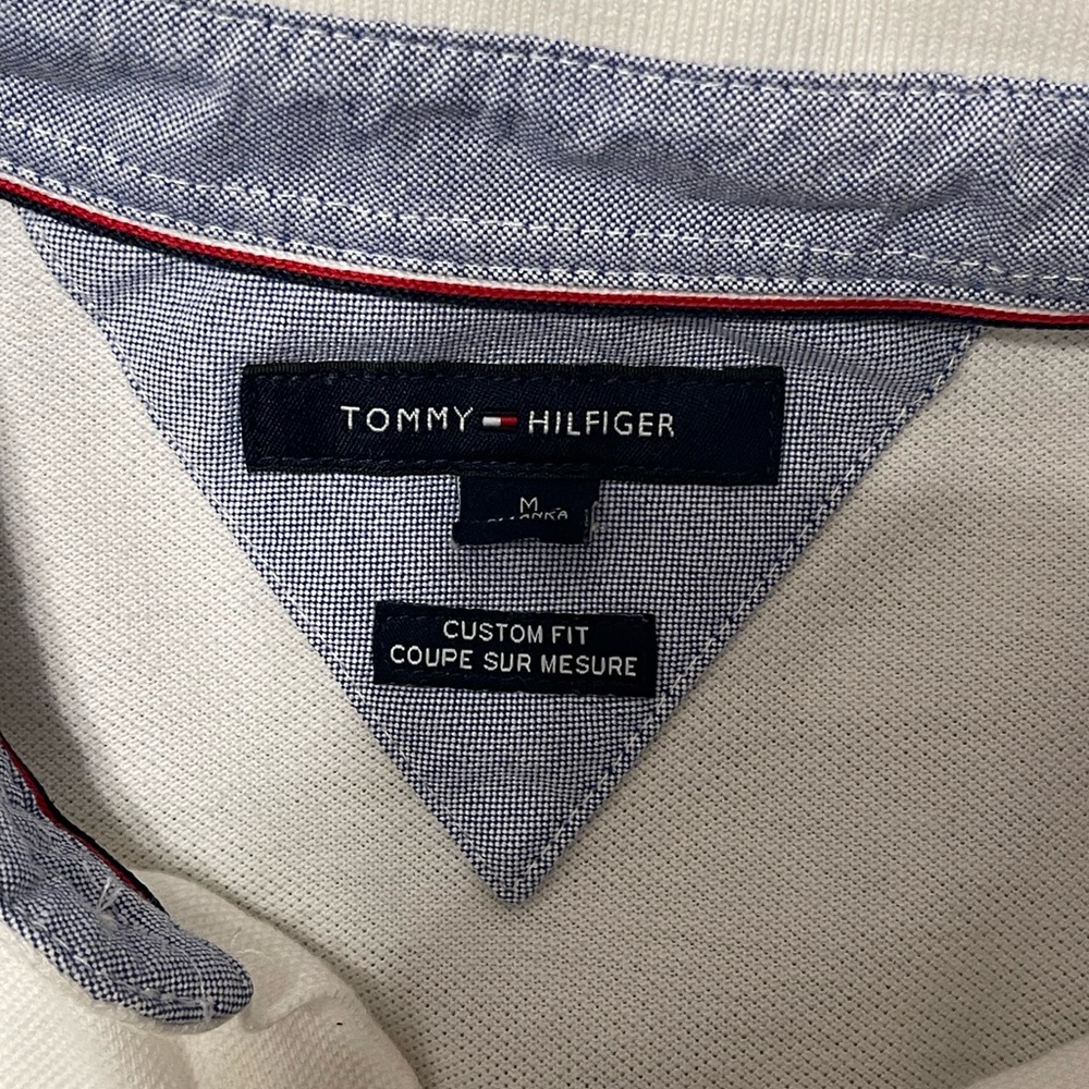 Tommy Hilfiger Cream Polo with Blue Accents - Picture 4 of 5